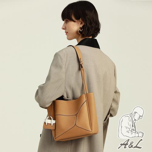【A&L老工匠】經典時尚幾何菜籃子進口TOGO牛真皮Valerie肩背包/手提包-餅乾色