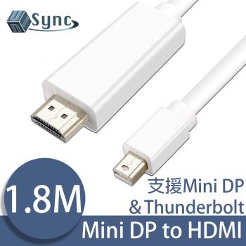 UniSync Mini DisplayPort公轉HDMI公高畫質影音轉接線 白/1.8M