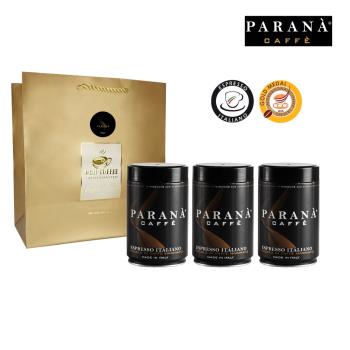 【PARANA義大利金牌咖啡】金牌獎濃縮咖啡豆250克精品罐x3入 送禮品袋