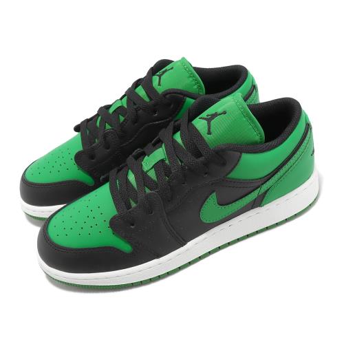 Nike 休閒鞋 Air Jordan 1 Low GS 女鞋 大童鞋 黑 綠 AJ1 Lucky Green 553560-065