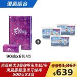 東森嚴選-東風霹靂Q俠超細滑潔舌牙線棒450+50支*3盒+東風極柔3層抽取衛生紙(90抽x6包)一串