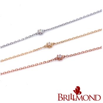 【BRILLMOND】天然鑽石手鍊 18K金 六爪三色選