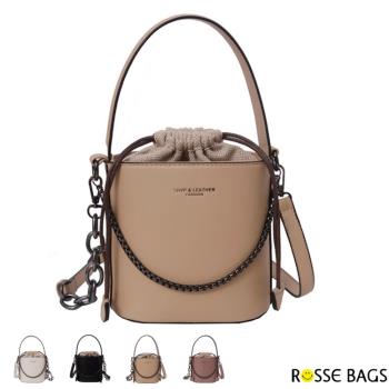 【Rosse Bags】日韓系質感鍊條水桶包(現+預 白色／棕色／深紫色／黑色)