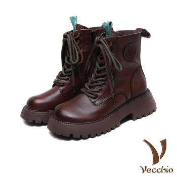 【VECCHIO】馬丁靴 厚底馬丁靴/全真皮頭層牛皮個性厚底百搭時尚馬丁靴 棕