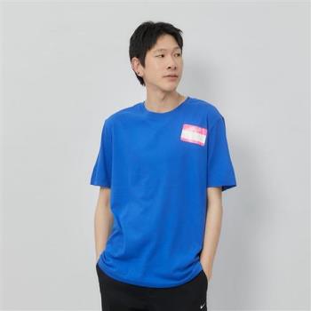 Nike Dri-FIT 男 藍 輕盈 針織 速乾 印花 休閒 短袖 DO0771-480