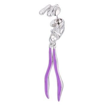 【ANGEL】倒吊小兔紫色耳朵造型耳環(單隻款)