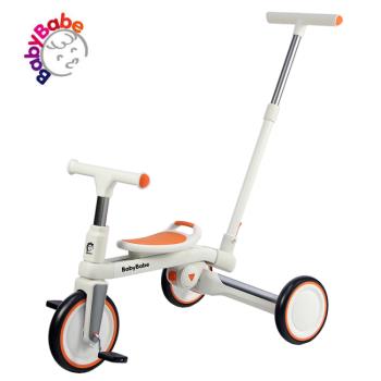 BabyBabe 兜兜樂多功能幼兒三輪車(平衡車、滑步車、手推車)-太陽橘