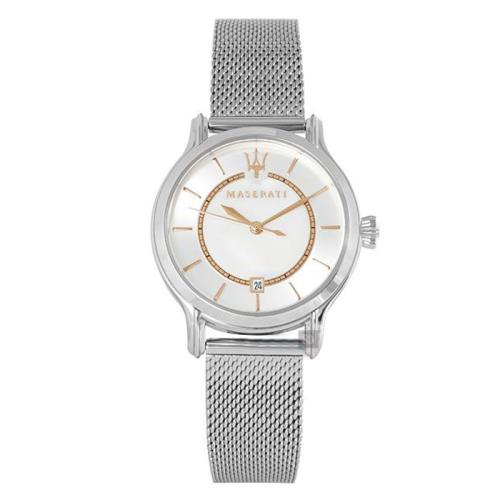 【MASERATI】瑪莎拉蒂 Epoca系列 日期顯示 R8853118509 米蘭錶帶女錶 白/銀 33mm