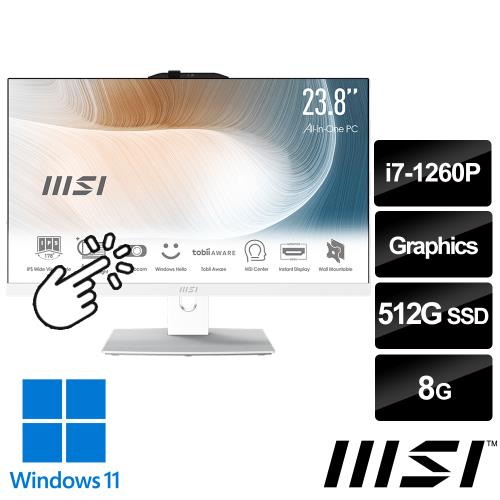 msi微星 Modern AM242TP 12M-288TW 23.8吋 液晶電腦 (i7-1260P/8G/512G SSD/Win11/白/觸控)