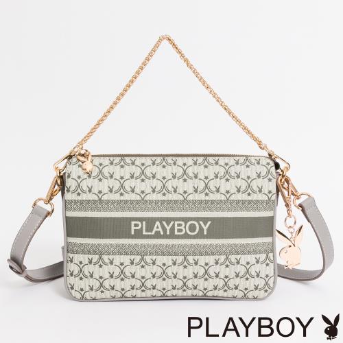 PLAYBOY - 斜背包附長短背帶 Miss bunny系列 - 灰色