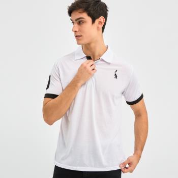 【KISSDIAMOND】電繡撞色修身POLO衫9909(上衣/吸濕/排汗/M-3XL/白色)
