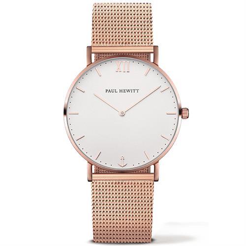 【PAUL HEWITT】德國船錨 Sailor Line 簡約風格 PH-SA-R-SM-W-4S 米蘭錶帶女錶 玫瑰金 36mm
