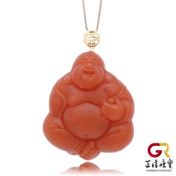【正佳珠寶】南紅瑪瑙 頂級保山老礦 19g 大肚彌勒佛 南紅瑪瑙吊墜｜18K金頭