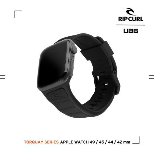 UAG X RIP CURL Apple Watch 42/44/45/49mm 雙色矽膠運動錶帶-石墨黑