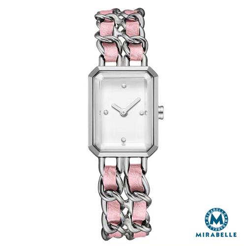 【Mirabelle】方框雙鍊 優雅仿皮合金精品錶