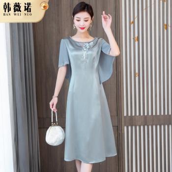 媽媽醋酸喜婆婆洋氣真絲婚宴禮服