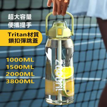 【灰熊厲害】美國進口Tritan材質一鍵彈蓋手提運動水壺2000ml