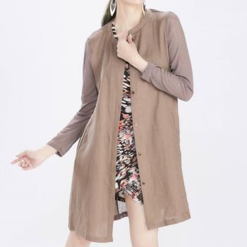QWI亞麻長版外套1入