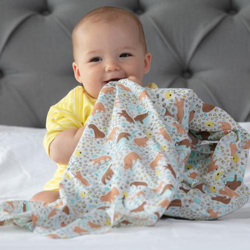 【Piccalilly皮卡儷儷】英國有機棉嬰幼兒襁褓包巾(小熊)