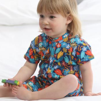 【Piccalilly皮卡儷儷】英國有機棉嬰幼兒短版連身衣(熱帶)