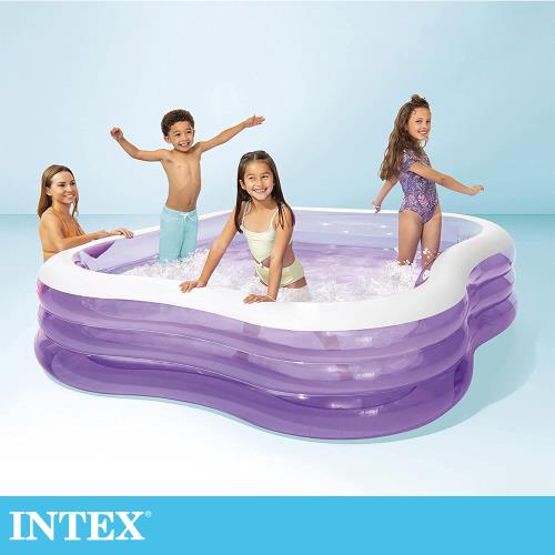 【INTEX】方型紫色大型戲水游泳池229x229x56cm(1350L)適6歲+