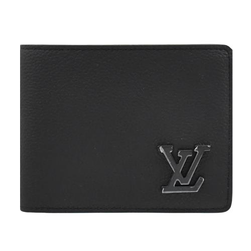Louis Vuitton LV M69829 Multiple 經典小牛皮5卡對開短夾.黑