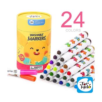 【JarMelo 原創美玩】 兒童可水洗彩色筆24色