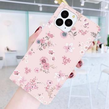【HongXin】iPhone系列 粉色花朵 隱形磁力皮套 手機殼 有吊飾孔 iPhone14 iPhone12 iPhone13