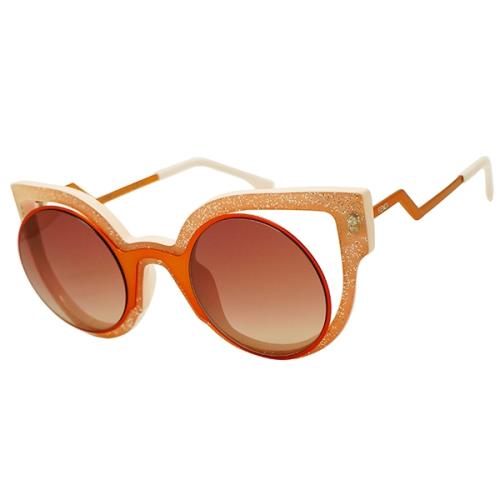 【FENDI】義大利時尚 FF0137/S NUG4C 造型款太陽眼鏡 複合式墨鏡 橙色框/漸層色鏡片 49mm