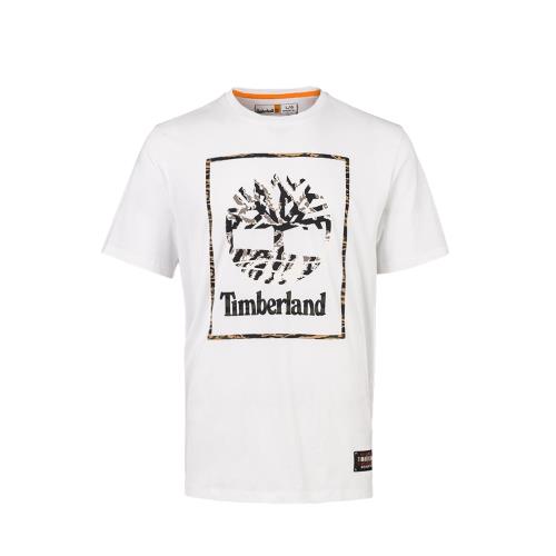 Timberland 男款白色有機棉印刷短袖T恤A27GP100