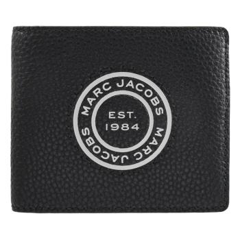 MARC JACOBS 馬克賈伯 圓標LOGO荔枝壓紋對開短夾.黑