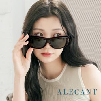 【ALEGANT】輕奢時尚森感黑透氣方框全罩式防滑彈力鏡腳寶麗來偏光墨鏡/外掛式UV400太陽眼鏡(包覆式/車用全罩式墨鏡)