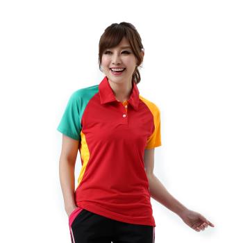 【遊遍天下】MIT臺灣製女款撞色時尚吸濕排汗機能POLO衫S118(紅色)