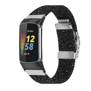 適用fitbit charge6/5智慧手環彈力尼龍編織手錶帶彈性運動腕帶