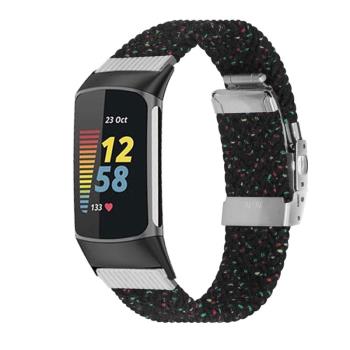 適用fitbit charge5智能手環彈力尼龍編織手表帶彈性運動腕帶