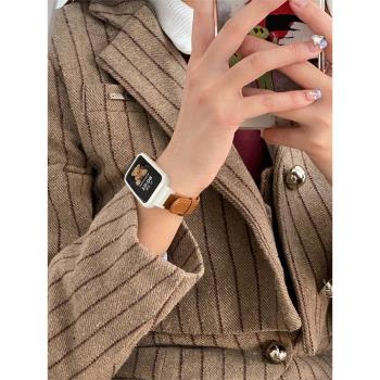 小米手環7pro表帶皮質小米手錶七Pro腕帶NFC版小米智慧運動手環smart band7Pro手錶帶男女生創意頭層牛皮真皮