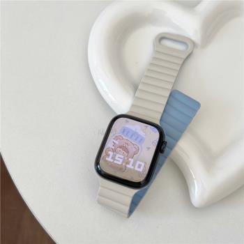 適用蘋果手表表帶Apple watchS8反扣磁吸硅膠7SE235小眾Ultra百搭