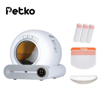 PETKO智慧貓砂/ 貓砂盆 可APP遠端操控盆遠端操控APP｜限時加贈3大配件組（垃圾袋x3＋控砂盒＋漏砂墊）