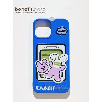 benefit可愛卡通粉色兔子適用蘋果13手機殼iphone14promax新款12套11 xsmax簡約 xr 8plus全包7硅膠保護殼