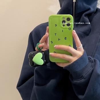 簡約綠愛心適用airpods耳機保護套1/2代通用蘋果新3代無線藍牙pro