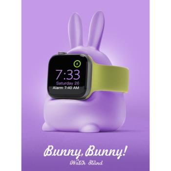 LZL(數碼)兔耳手錶充電底座適用蘋果applewatch10987654321se充電支架iwatch手錶無線充電器矽膠收納理線底座