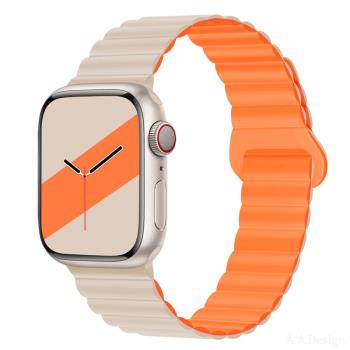 適用蘋果手表s7表帶iwatch7硅膠磁吸替換帶apple watch8/7/6/5/se/4/3代通用手表帶男女款s6智能配件運動回環