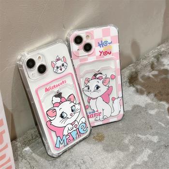 日韓卡通瑪麗貓適用iphone14promax蘋果13手機保護殼12可插卡11套