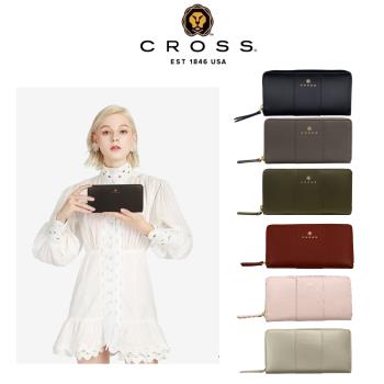 新色上市★ CROSS 限量1折 賈姬限定款 頂級小牛皮拉鍊長夾 全新專櫃展示品 (多色任選 附高貴送禮提袋)