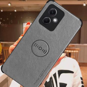 適用Redmi紅米NOTE12手機殼紅米NOTE12PRO車載磁吸紅米NOTE12PRO+經典柔紋皮質皮支架軟矽膠鏡頭保護防摔殼