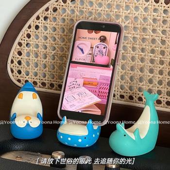 懶人創意手機支架海洋生物水族館企鵝海豚日式桌面辦公可愛少女心