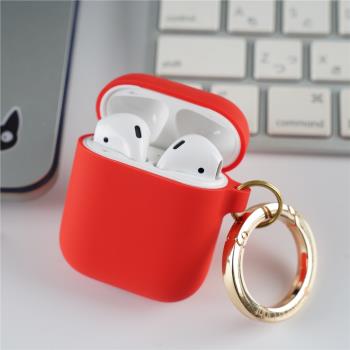 airpods保護殼適用蘋果1/2代耳機套保護套軟液態硅膠防摔黑色簡約