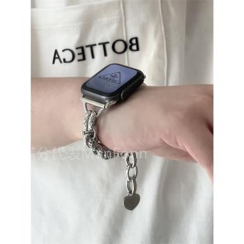 創意飾品愛心手鏈適用于蘋果6se手表apple watch78手表帶鏈條金屬