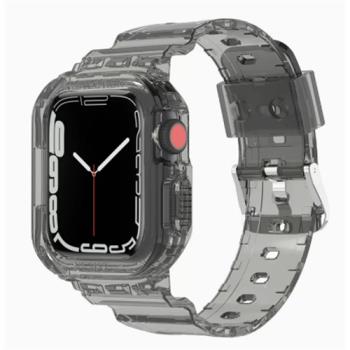 適用iwatch8蘋果保護套一體冰川透明手表表帶apple watch7/6/5/se/2/3/4代s7/s8硅膠殼運動男女款s5智能配件