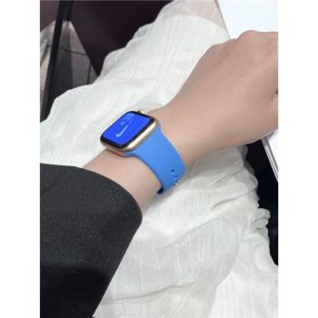 適用蘋果s9手錶apple watch8手錶帶iwatch7/6/5/se/3/4代s10運動矽膠ultra替換帶s6/s5智慧男女款s3/s4彩虹潮